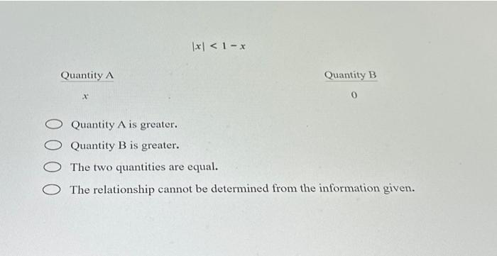 Solved Quantity A Quantity B 1+x21−x Quantity A is greater. | Chegg.com
