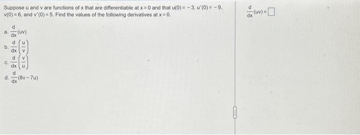 Solved Suppose U And V Are Functions Of X That Are | Chegg.com