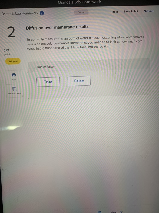 Solved Osmosis Lab Homework Saved Help Save & Exit Submit