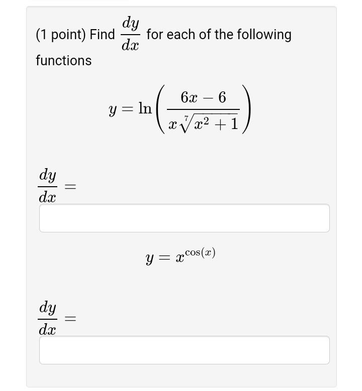 Solved 1 Point Find Dy Dx In Terms Of X And Y If Ax4 By Chegg Com