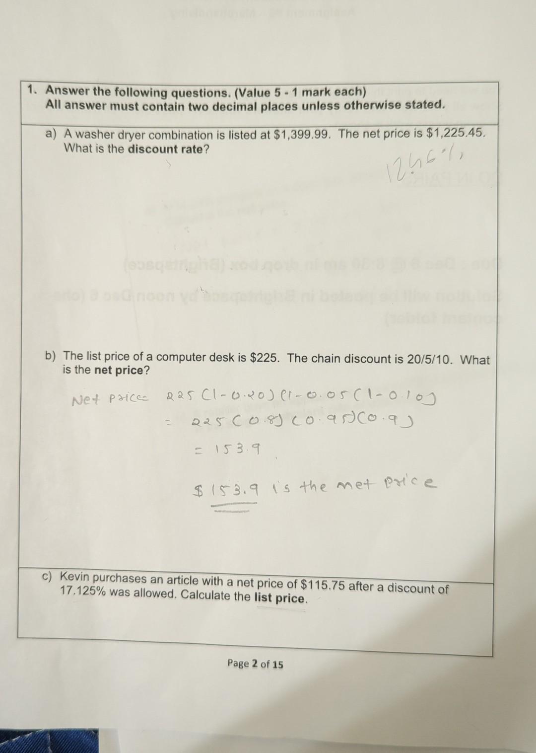 Solved 1 Answer The Following Questions Value 5 1 Chegg