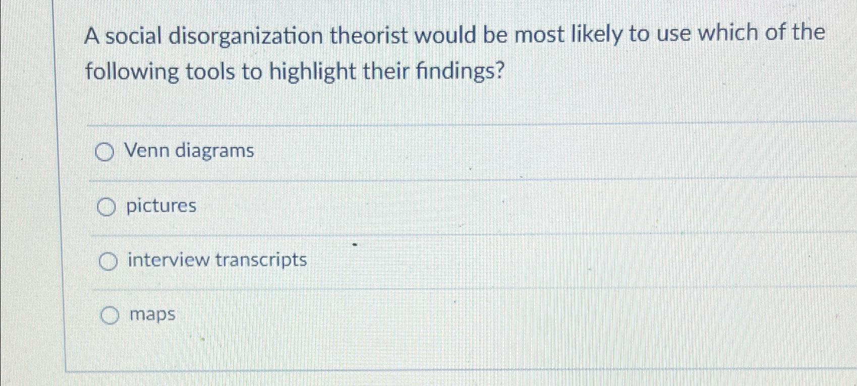 Solved A social disorganization theorist would be most | Chegg.com