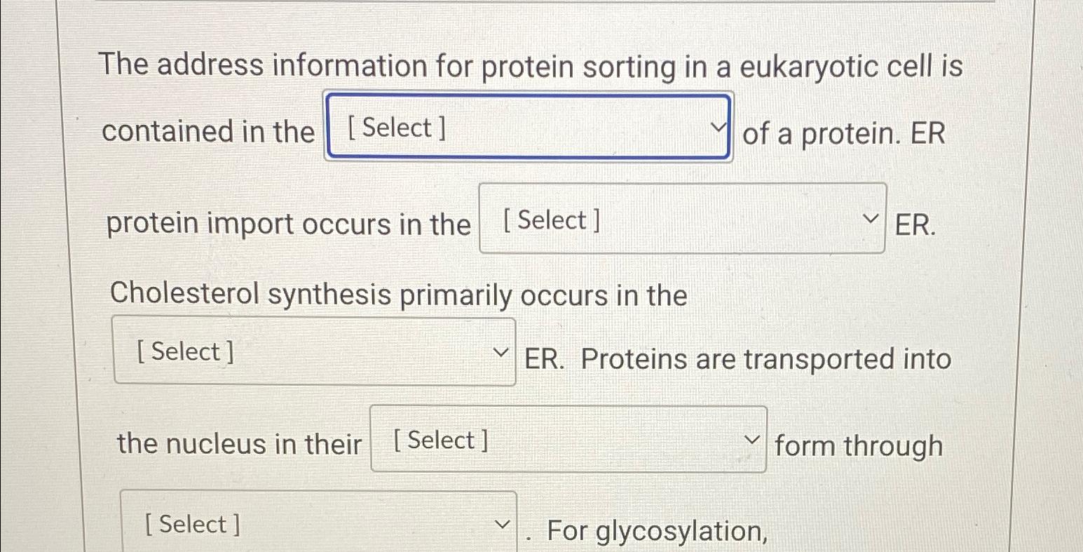 Solved The address information for protein sorting in a