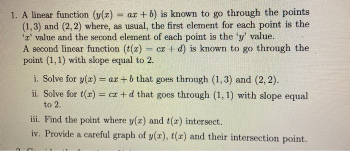 Solved 1 A Linear Function Y X Ax B Is Known To G Chegg Com