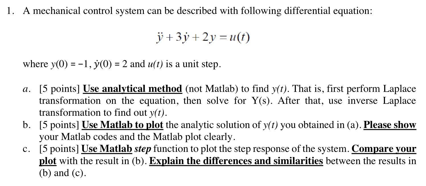 Solved A mechanical control system can be described with | Chegg.com