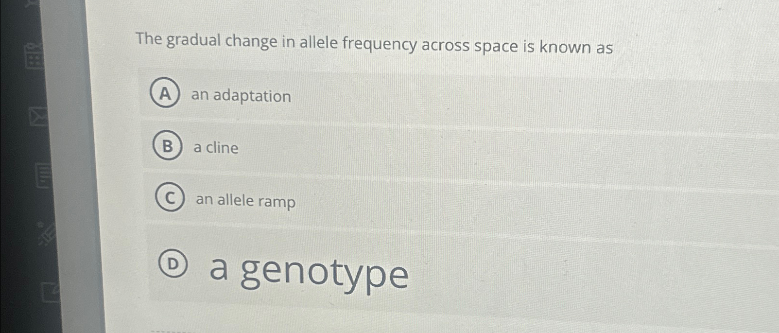Solved The gradual change in allele frequency across space | Chegg.com