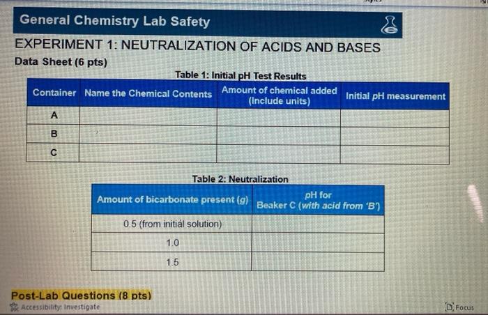 general lab safety experiment 1 neutralization of acids and bases