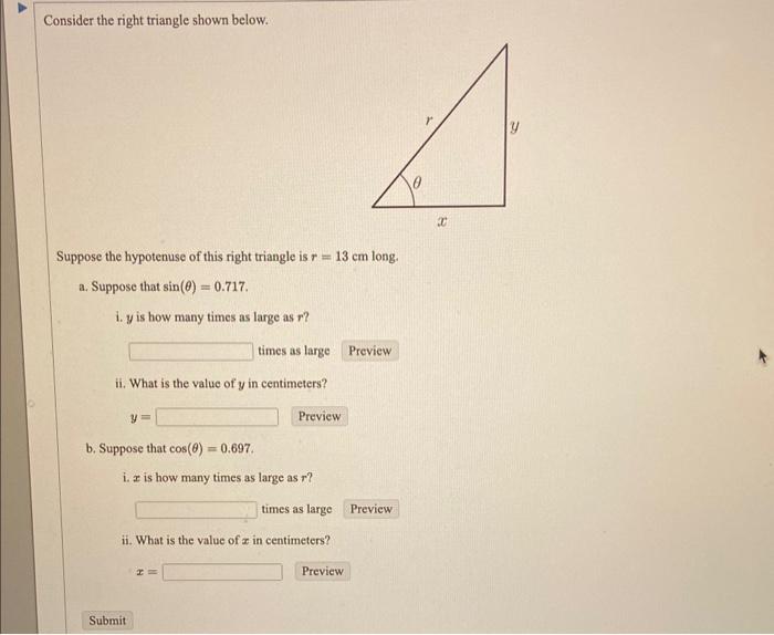 Solved Consider The Right Triangle Shown Below. Suppose The | Chegg.com