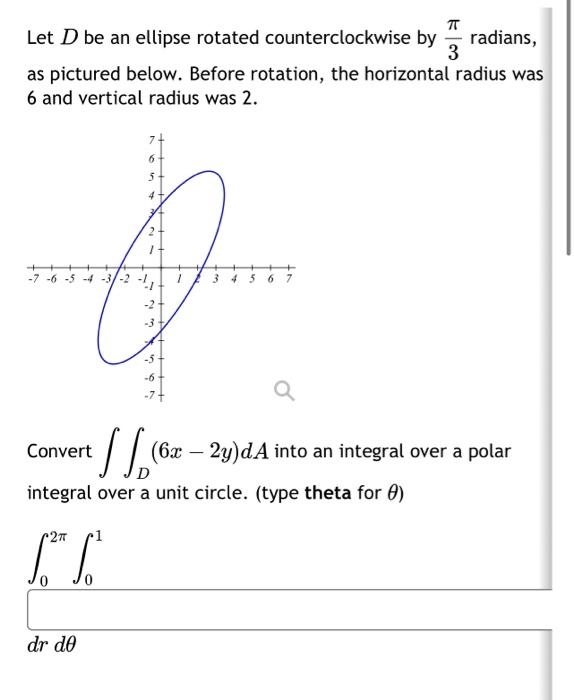 Solved Let D be an ellipse rotated counterclockwise by 3π | Chegg.com