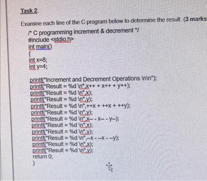 Solved Task 2 Examine each line of the C program below to | Chegg.com