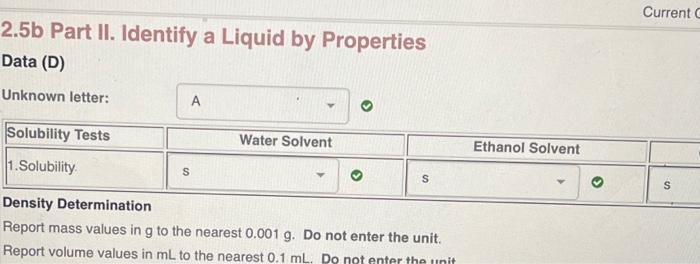 2.5b Part II. Identify a Liquid by Properties Data | Chegg.com