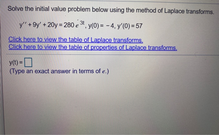 Solved Solve the initial value problem below using the | Chegg.com