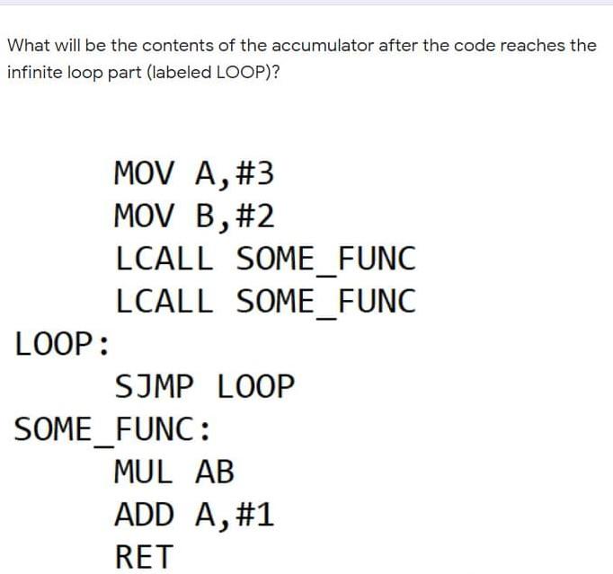 Solved What will be the contents of the accumulator after | Chegg.com