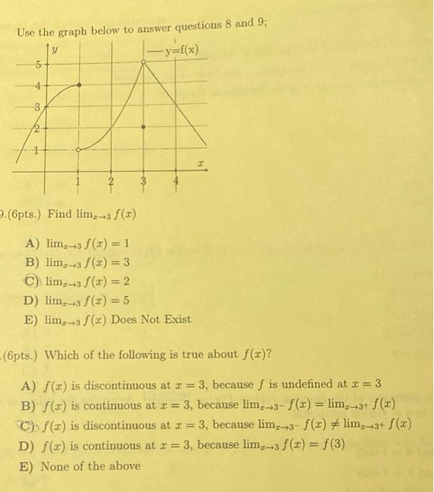 Solved Use the graph below to answer questions 8 and 9; 1 y | Chegg.com