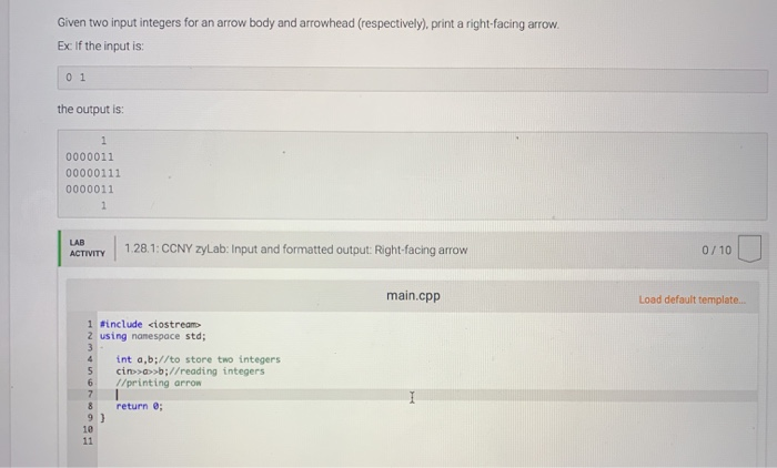 Solved: Given Two Input Integers For An Arrow Body And Arr... | Chegg.com