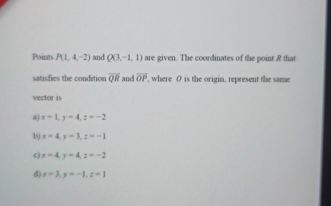 Solved Points P(1,4,-2) And (3,-1, 1) Are Given. The | Chegg.com