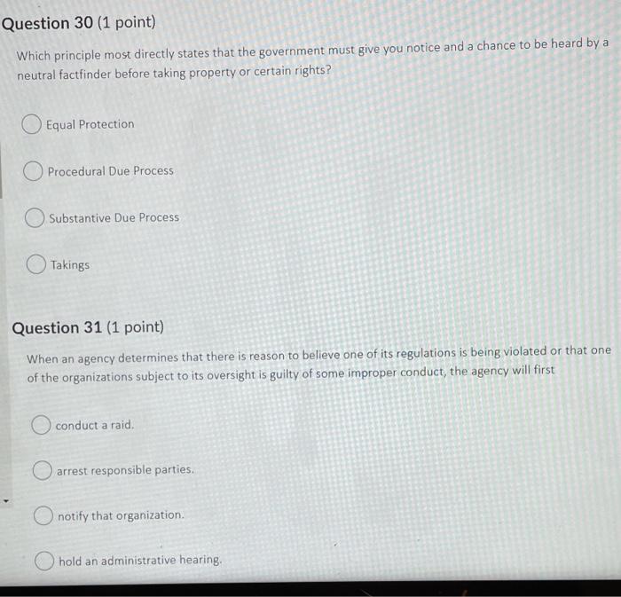 Solved Question 30 1 Point Which Principle Most Directly Chegg