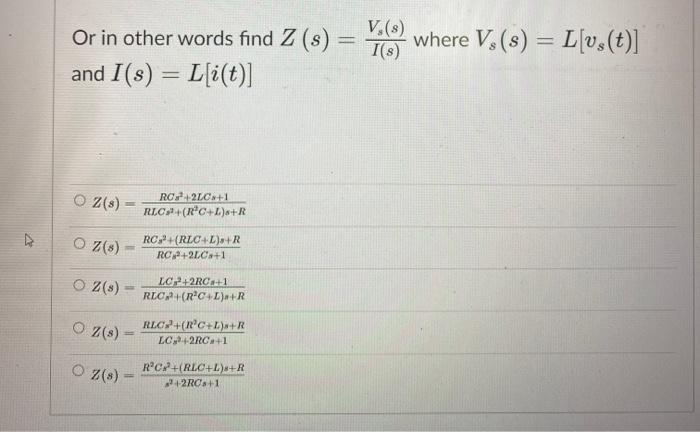 Solved R R R K C Vs V 8 Where V S L Vs T Or In Oth Chegg Com