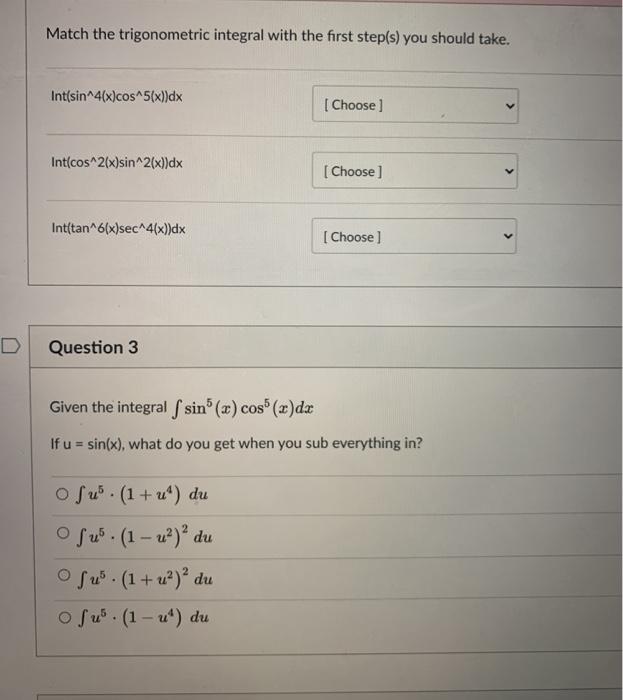 solved-match-the-trigonometric-integral-with-the-first-chegg