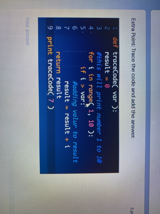 Solved Extra Point: Trace the code and add the answer. 5 pc | Chegg.com