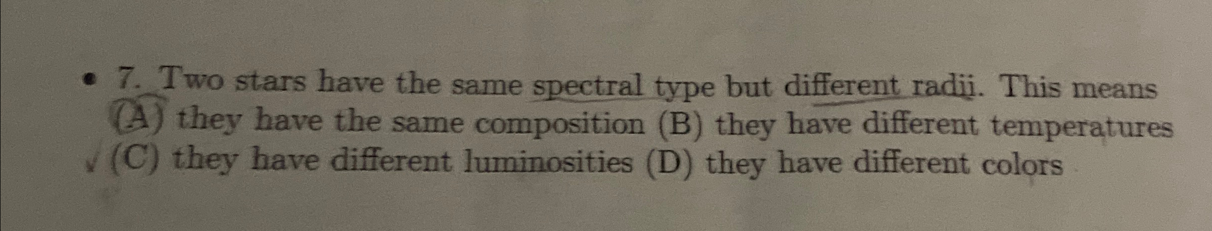 Solved Two stars have the same spectral type but different | Chegg.com