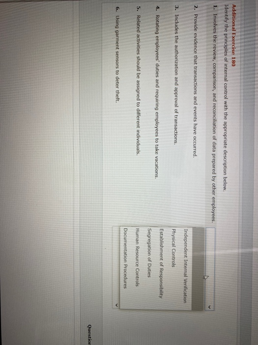 Solved Additional Exercise 180 Identify the principles of | Chegg.com