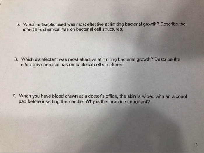 Solved 5. Which antiseptic used was most effective at
