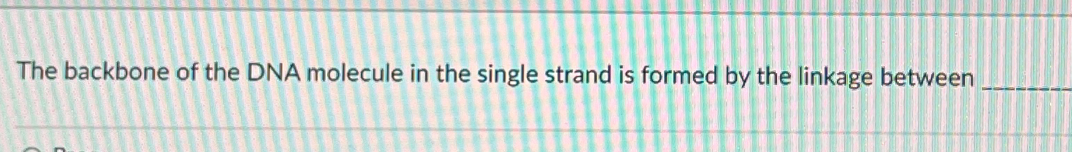 Solved The backbone of the DNA molecule in the single strand | Chegg.com