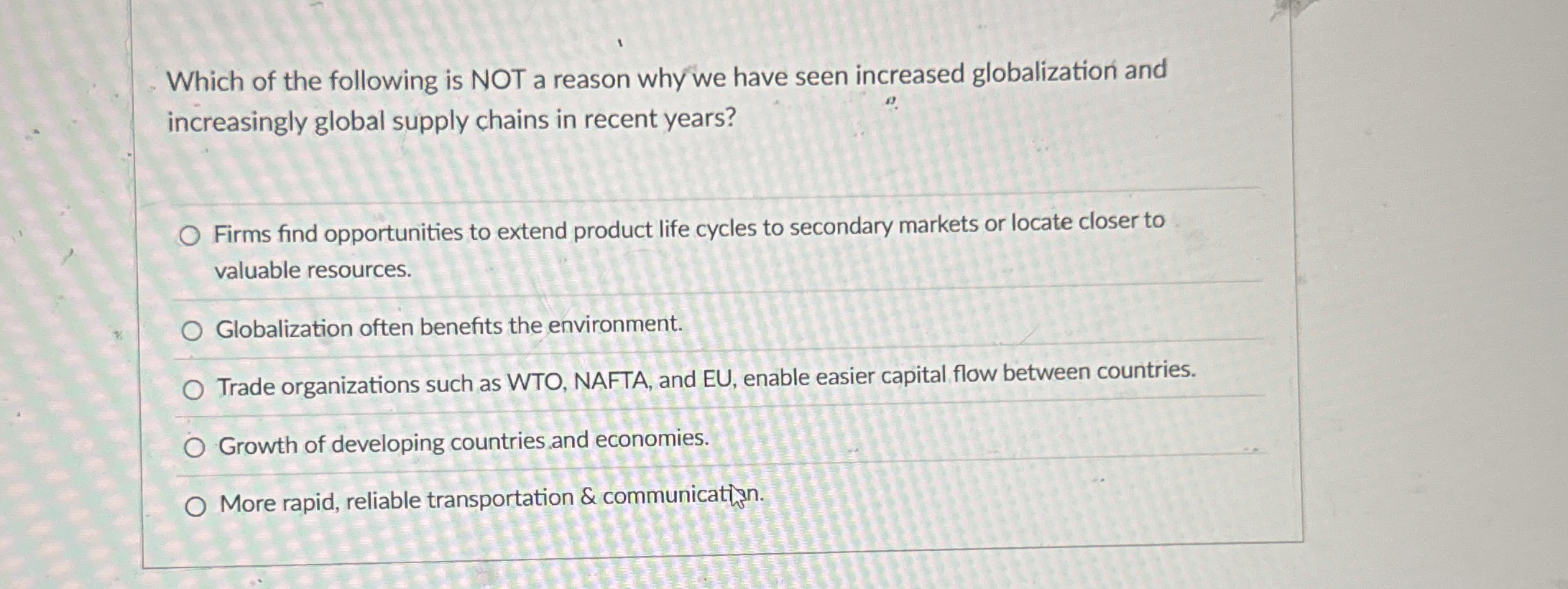 Solved Which of the following is NOT a reason why we have | Chegg.com
