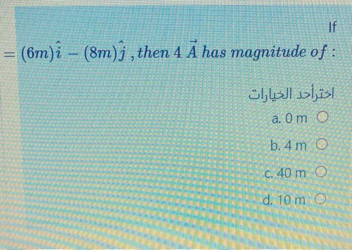 Solved 6m I 8m J Then 4 A Has Magnitude Of اخ Chegg Com