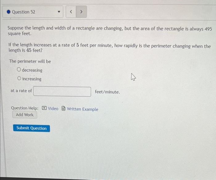 Solved Suppose The Length And Width Of A Rectangle Are | Chegg.com