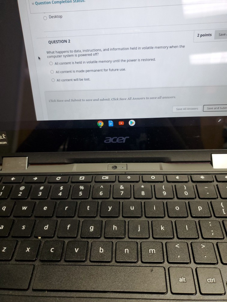 Solved Question Completion Status: Desktop 2 points Save | Chegg.com
