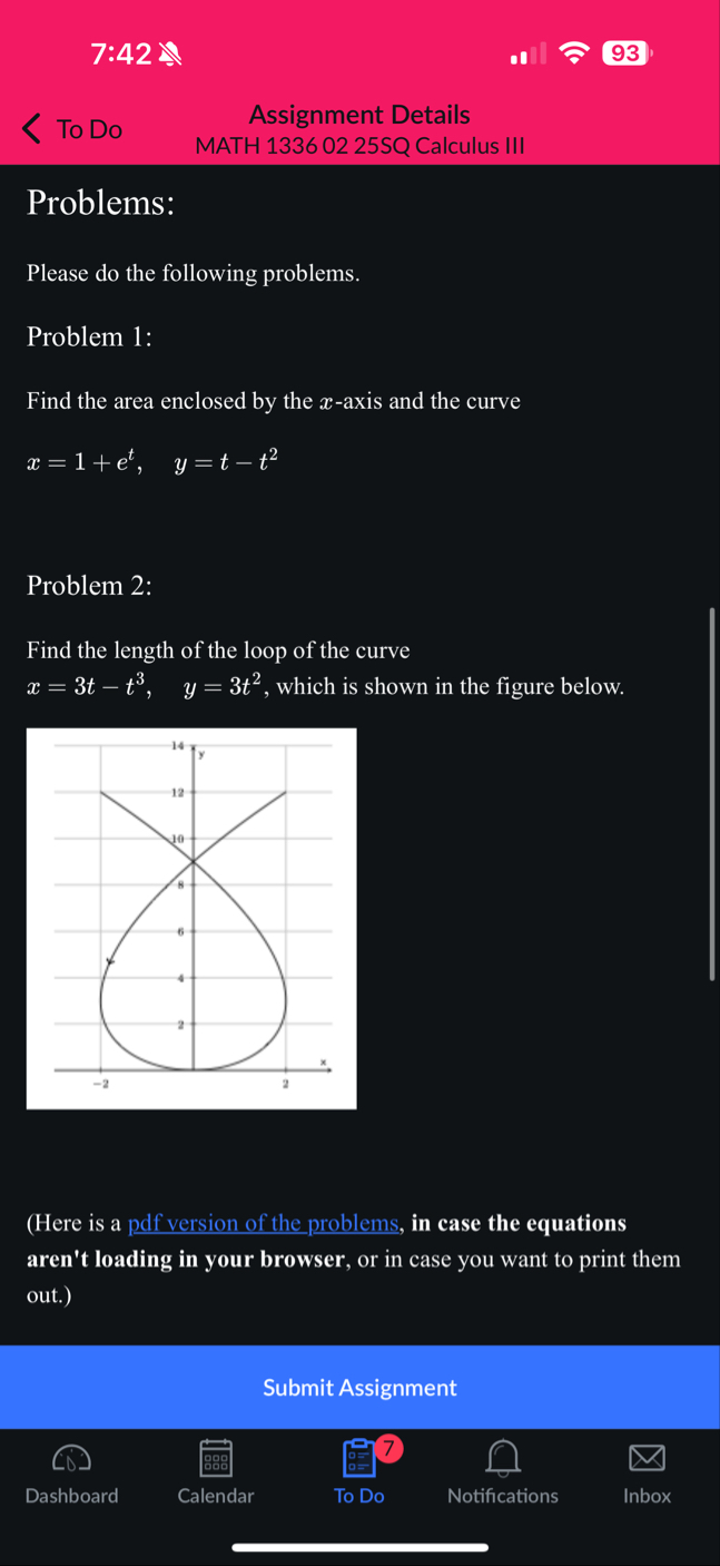 Solved 7:4293Assignment DetailsTo DoMATH 133602 25SQ | Chegg.com