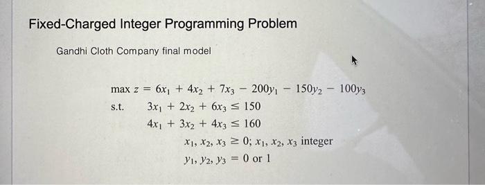 Solved Fixed-Charged Integer Programming Problem Gandhi | Chegg.com