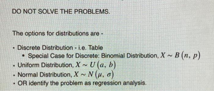 Solved Do Not Solve The Problems The Options For Distrib Chegg Com