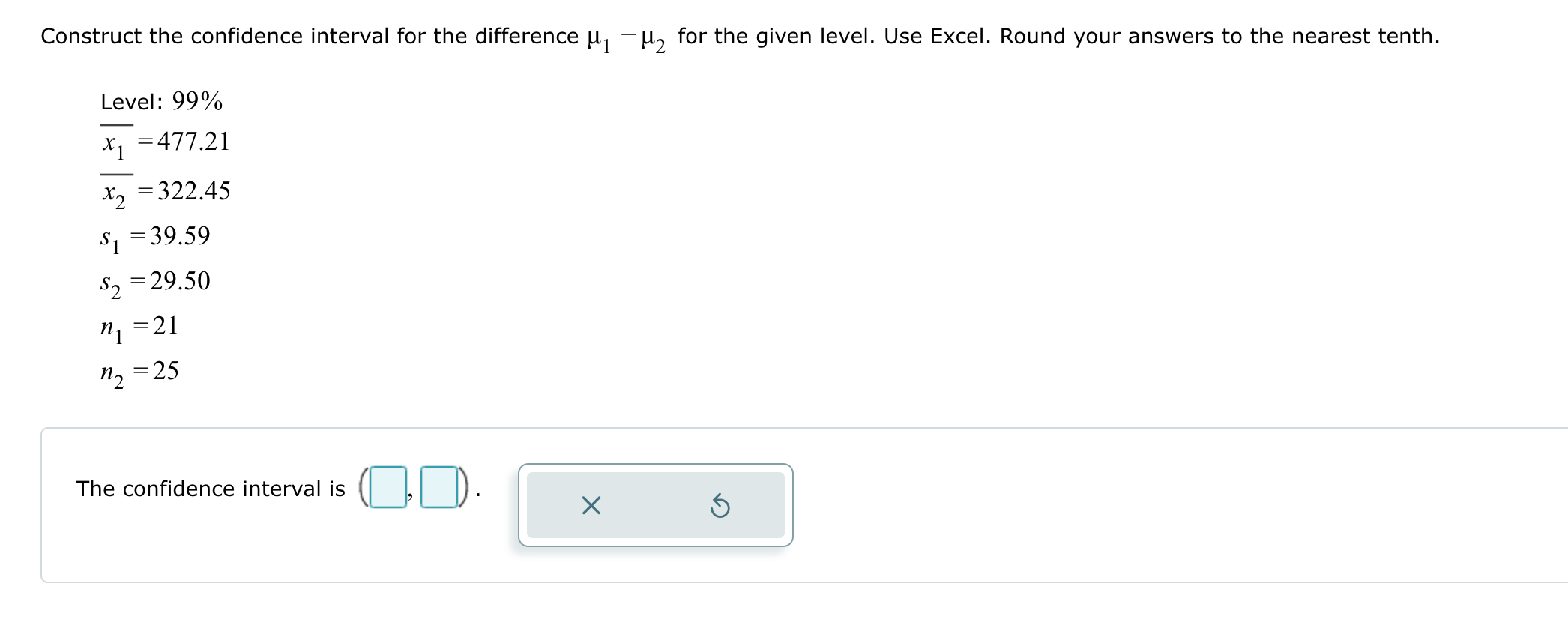 Solved Construct the confidence interval for the difference | Chegg.com