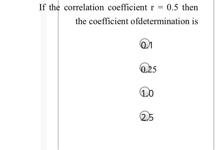 Solved = If the correlation coefficient r 0.5 then the | Chegg.com