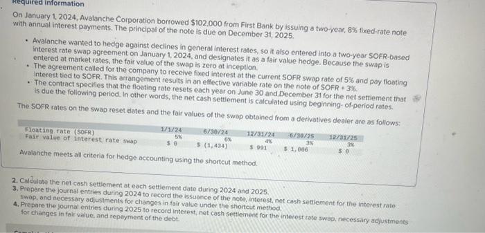 Solved On January 1 2024 Avalanche Corporation Borrowed Chegg Com   Image