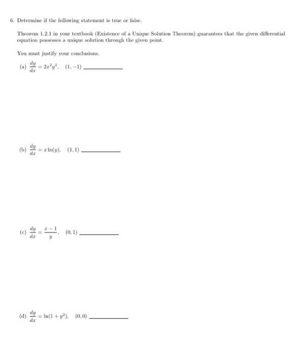 Solved 6. Determine if the following statement is true or | Chegg.com