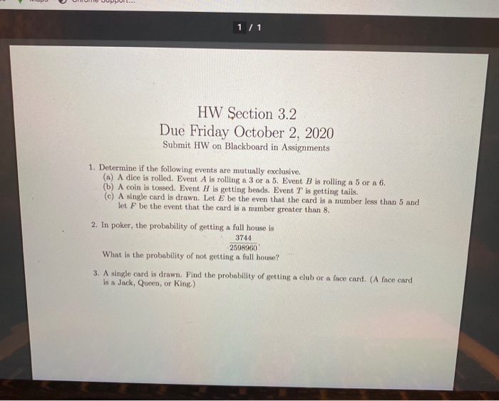 Solved 1 / 1 HW Section 3.2 Due Friday October 2, 2020 | Chegg.com
