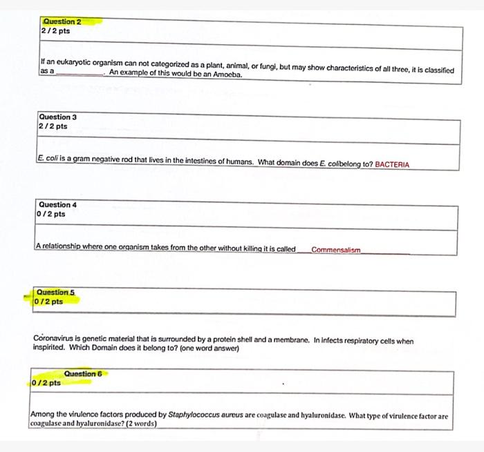 Solved Question 2 2/2 pts 1 an eukaryotic organism can not | Chegg.com