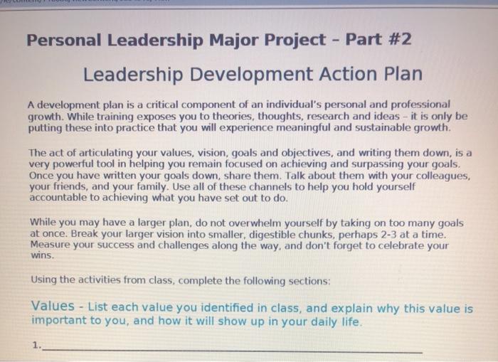 personal leadership development plan