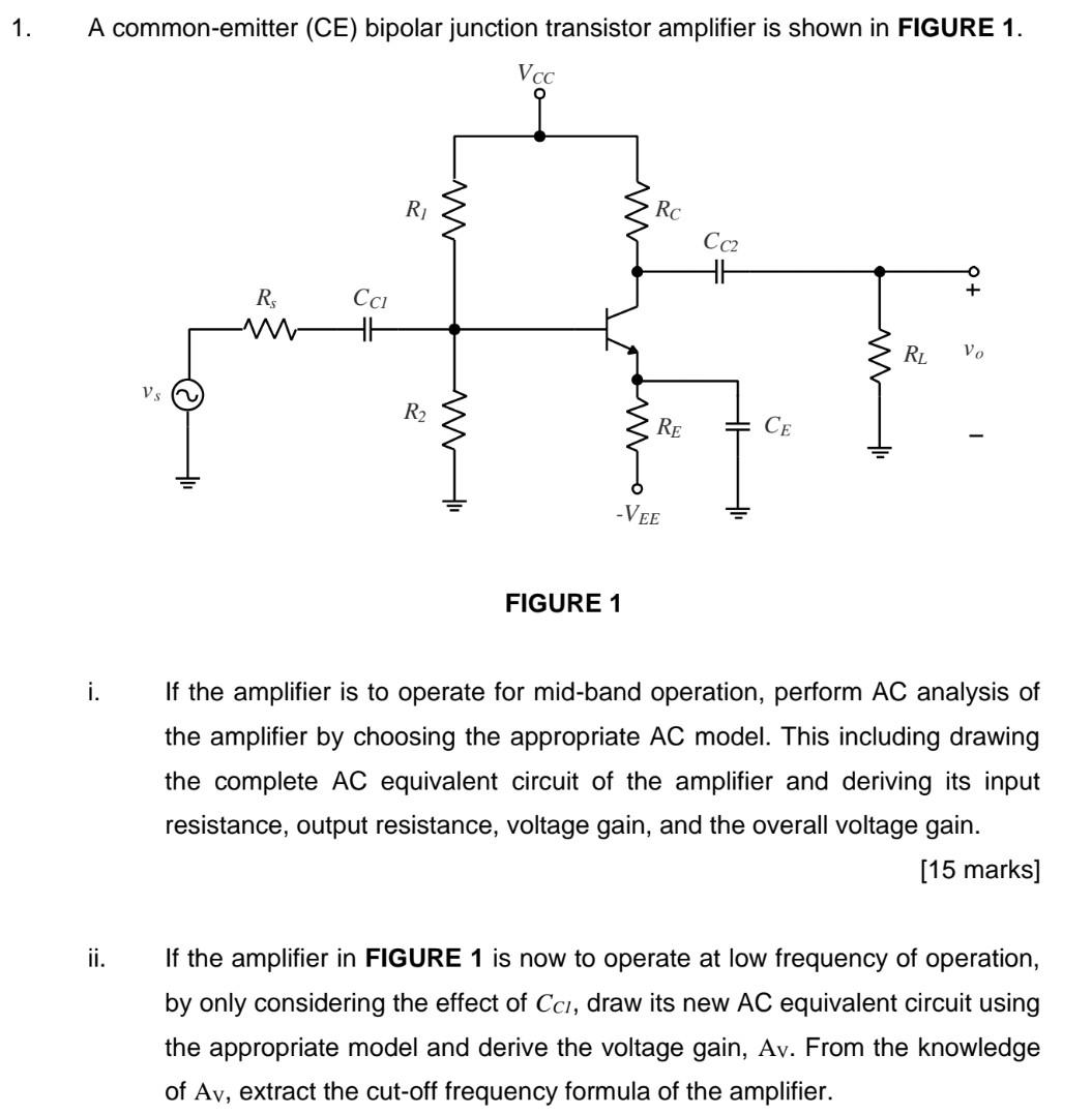 Solved A Common-emitter (CE) Bipolar Junction Transistor | Chegg.com