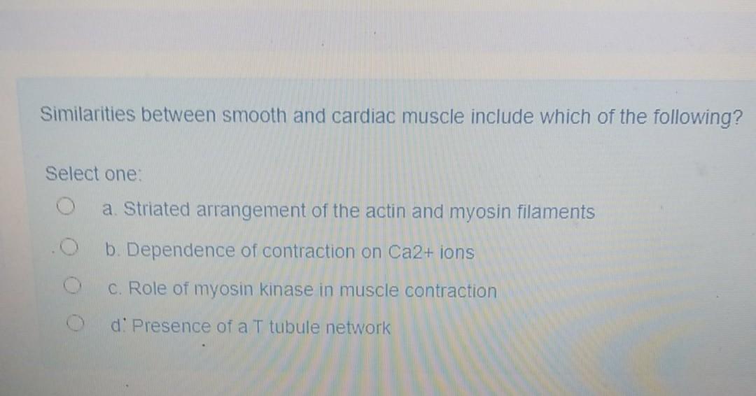 Solved Similarities between smooth and cardiac muscle | Chegg.com