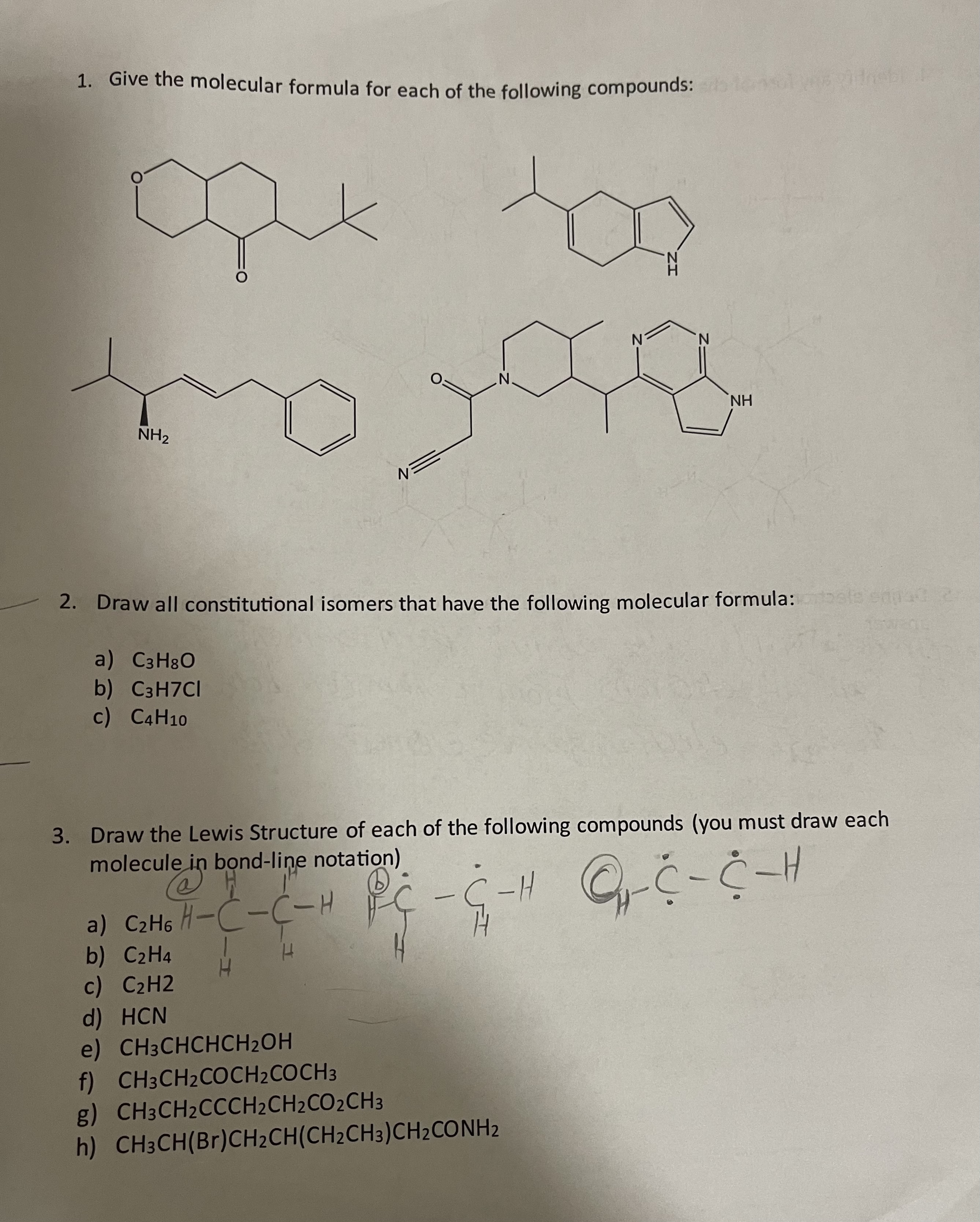 Solved Give the molecular formula for each of the following