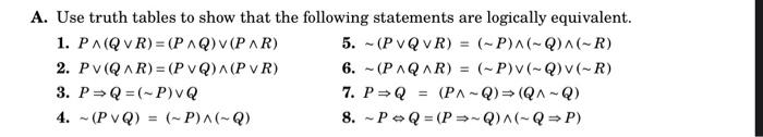 Solved Use truth tables to show that the following | Chegg.com