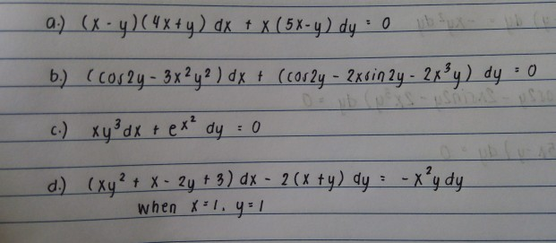 Solved A X 7 4x Y Dx X 5x Y Dy 0 B Cosay Chegg Com