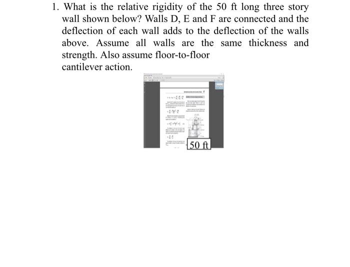 Solved 1. What is the relative rigidity of the 50ft long | Chegg.com