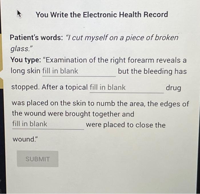 Solved You Write the Electronic Health Record Patient's