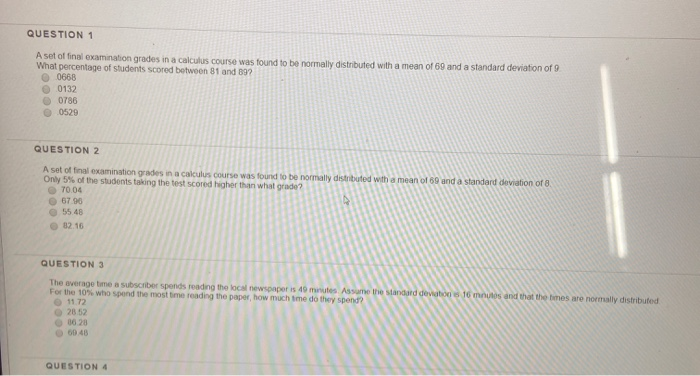 Solved QUESTION 1 A set of final examination grades in a | Chegg.com